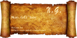 Nun Gábor névjegykártya